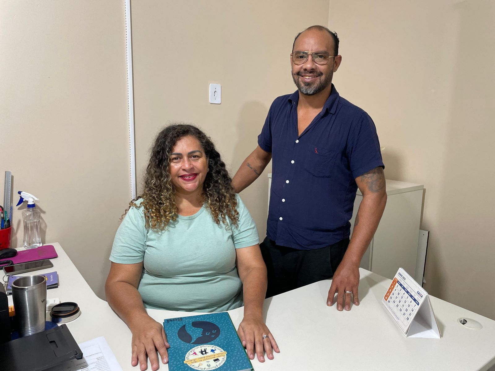 Diretora Rosicleia Barbosa e vice diretor Marielson Lopes da unidade CMACE Jorge Andrade